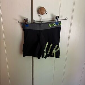 Nike Pro Black and Lime Green Training Shorts